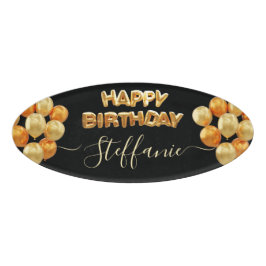 Black Elegant Happy Birthday Namenschild