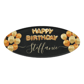 Black Elegant Happy Birthday Namenschild