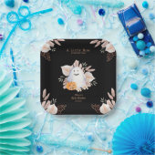 Black Elegant Little Boo Boho Ghost Baby Shower Pappteller (Party)