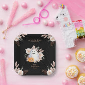 Black Elegant Little Boo Boho Ghost Baby Shower Pappteller (Party)