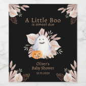Black Elegant Little Boo Boho Ghost Baby Shower Weinetikett (Einzelnes Label)