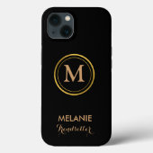 Black Elegant Luxury Classic Monogram Case-Mate iPhone Hülle (Rückseite)
