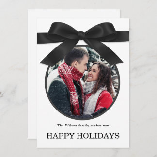 Black Elegant Merry Christmas Greeting Photo  Einladung