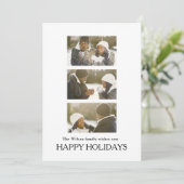 Black Elegant Merry Christmas Greeting Photo Einladung (Stehend Vorderseite)
