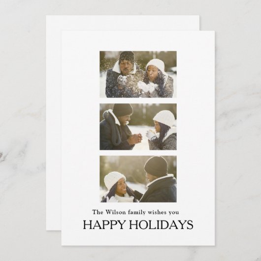 Black Elegant Merry Christmas Greeting Photo Einladung (Vorne/Hinten)