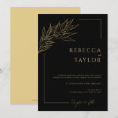 Black Elegant Minimal Wedding Einladung (Vorne/Hinten)