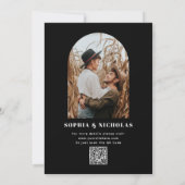 Black Elegant minimalistisch stilvolle Hochzeit QR Einladung (Rückseite)