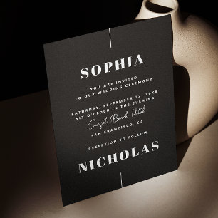 Black Elegant minimalistisch stilvolle Hochzeit QR Einladung