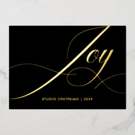 Black Elegant Modern Joy Corporate Logo Gold Folien Feiertagskarte