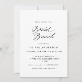 Black Elegant Modern Script Bridal Brunch Einladung