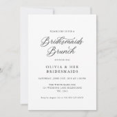 Black Elegant Modern Script Bridesmaids Brunch Einladung (Vorderseite)
