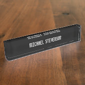 Black Elegant Modern Stylish Namplate Namensplakette (Seite)