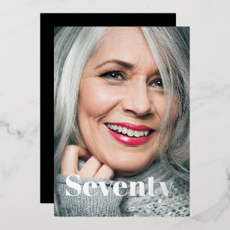 Black Elegant Modernes Foto 70. Geburtstag Folieneinladung