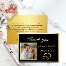 Black Elegant Modernes Foto Hochzeit Dankeschön Ka