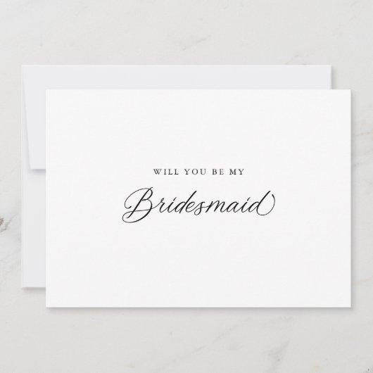Black Elegant Modernes Script Bridesmaid Vorschlag Einladung (Vorderseite)