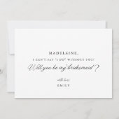 Black Elegant Modernes Script Bridesmaid Vorschlag Einladung (Rückseite)