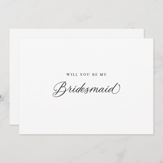 Black Elegant Modernes Script Bridesmaid Vorschlag Einladung (Vorne/Hinten)