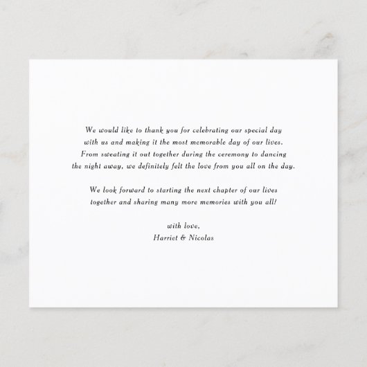 Black Elegant Monogram Wedding Dankeschön Card (Rückseite)