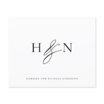 Black Elegant Monogram Wedding Dankeschön Card