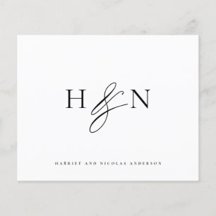 Black Elegant Monogram Wedding Dankeschön Card