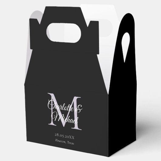 Black Elegant Monogram Wedding Geschenkschachtel (Geöffnet)