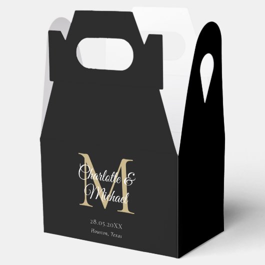 Black Elegant Monogram Wedding Geschenkschachtel (Geöffnet)
