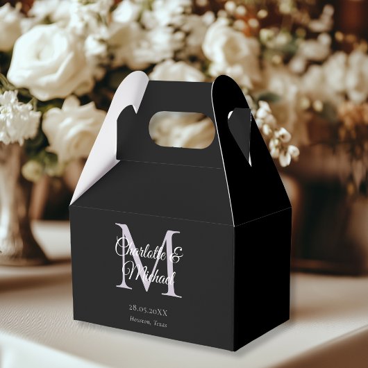 Black Elegant Monogram Wedding Geschenkschachtel