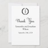 Black Elegant Monogram Wreath White Dankeschön Car Einladung (Vorderseite)