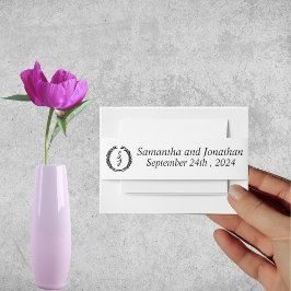 Black Elegant Monogram Wreath White Wedding Einladungsbanderole