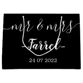 Black Elegant Mr. & Mrs. Wedding Day Geschenktasch Große Geschenktüte
