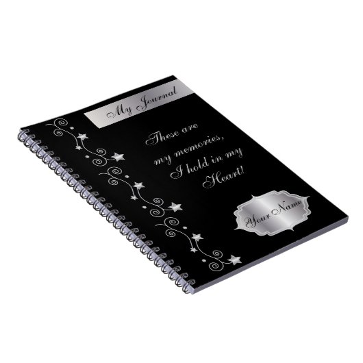 Black Elegant Personalize Journal Notebook Notizblock (Rechte Seite)
