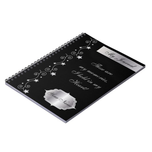 Black Elegant Personalize Journal Notebook Notizblock (Linke Seite)