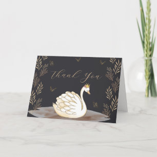 Black Elegant Princess Swan Butterfly Babydusche Dankeskarte