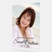 Black Elegant Script 16 . Geburtstag Foto Acrylschild (Winkel)