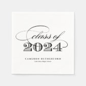 Black Elegant Script 2024 Graduation Party Serviette (Vorderseite)