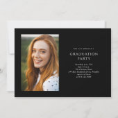 Black Elegant Script 3 Foto Graduation Party Einladung (Rückseite)