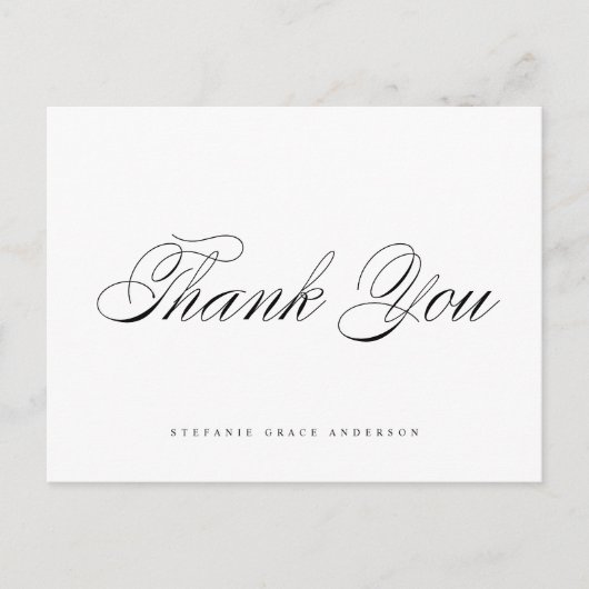 Black Elegant Script Abschluss Vielen Dank Postkarte (Vorderseite)