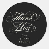Black Elegant Script Abschluss Vielen Dank Runder Aufkleber (Vorderseite)