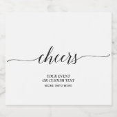 Black Elegant Script Cheers Gastgeschenk Schaumweinetikett (Einzelnes Label)