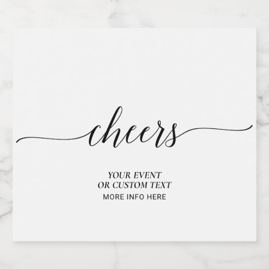 Black Elegant Script Cheers Gastgeschenk Schaumweinetikett (Einzelnes Label)