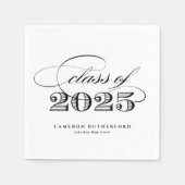 Black Elegant Script Class of 2025 Abschluss Serviette (Vorderseite)
