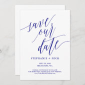 Black Elegant Script Einladung Navy Blue (Vorne/Hinten)