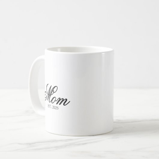 Black Elegant Script Established Mom Kaffeetasse (Vorderseite Links)