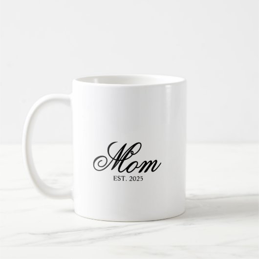 Black Elegant Script Established Mom Kaffeetasse (Links)