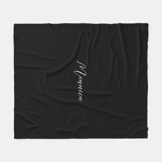 Black Elegant Script Fleecedecke (Vorderseite (Horizontal))