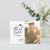 Black Elegant Script Foto Abschluss Vielen Dank Postkarte (Stehend Vorderseite)