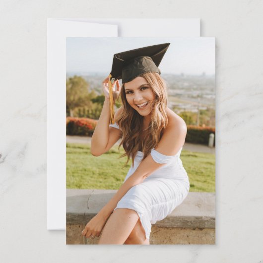 Black Elegant Script Foto Graduation Party Einladung (Rückseite)