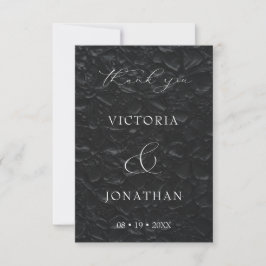 Black Elegant Script Foto Wedding Dankeskarte