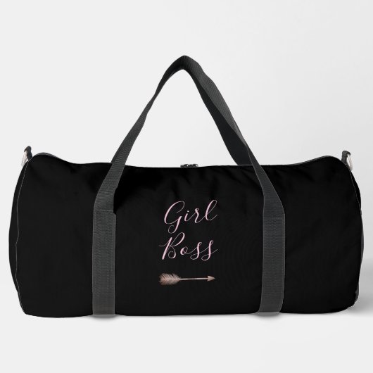 Black Elegant Script Girl Boss Duffle Bag (Vorderseite)