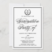 Black Elegant Script Law School Graduation Party Einladung (Vorderseite)